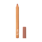 ILIA Lip Sketch Hydrating Crayon, wood-colored pencil with brown cap on white background, lip care
