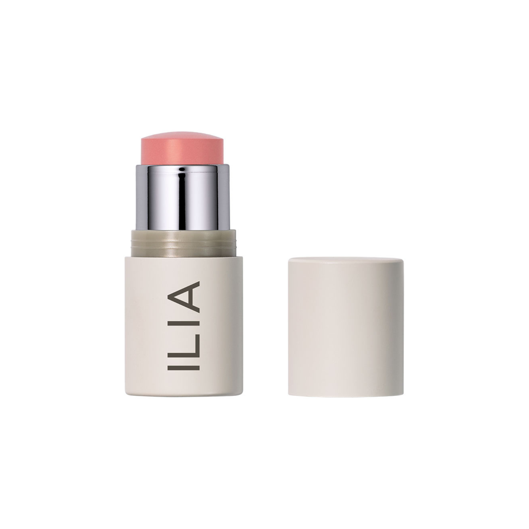 ILIA Multi-Stick in beiger Tube mit silbernem Verschluss auf weißem Hintergrund, Make-up