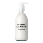 bottle with pump of Susanne Kaufmann Mineral Body Lotion against a white background, skin care.