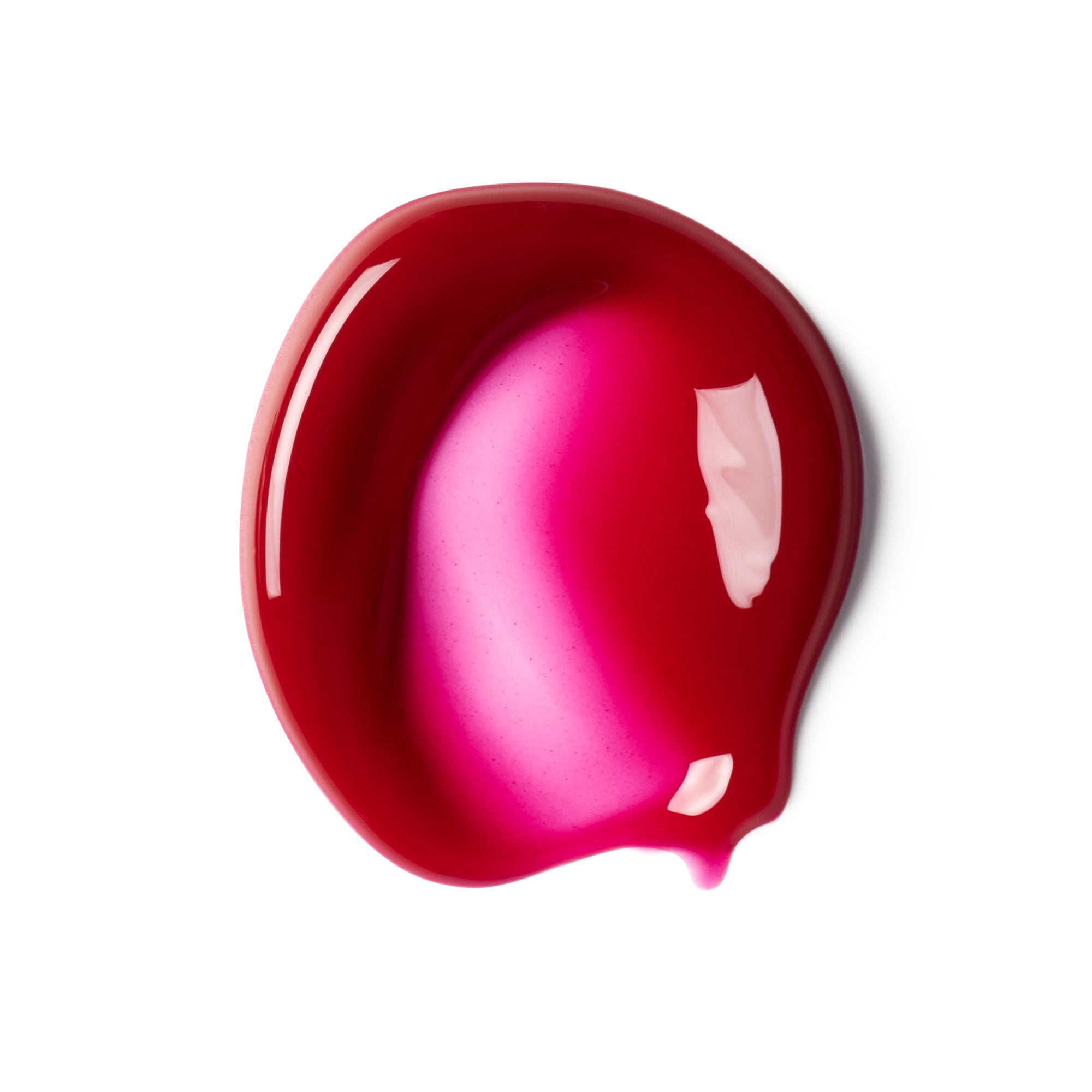 Ein Klecks Overglaze Hydrating Lip Gloss in einem tiefen Beerenrot auf weißem Hintergrund, Lippenpflege.