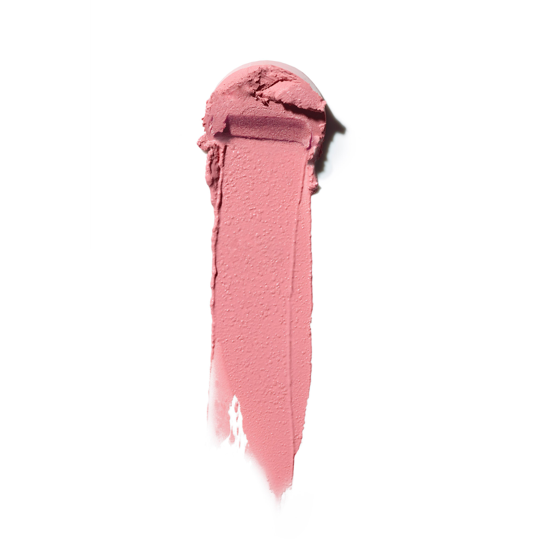 Rosafarbener Farbaufstrich des Multi-stick auf weißem Hintergrund für das Make-up.