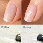 Picture showing nails with gold or silver top coat