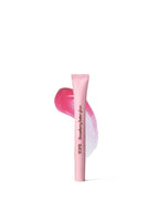 Pink tube of YOPE Strawberry Butter Glaze on a matching product swatch.