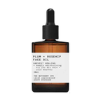 Plum Rosehip Face Oil in einer braunen 30ml Glasflasche mit Pipette auf weißem Hintergrund, Hautpflege