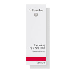 Dr. Hauschka Beintonikum – weißes Kartonpaket 100 ml, roter Streifen, weißer Hintergrund – Körperpflege