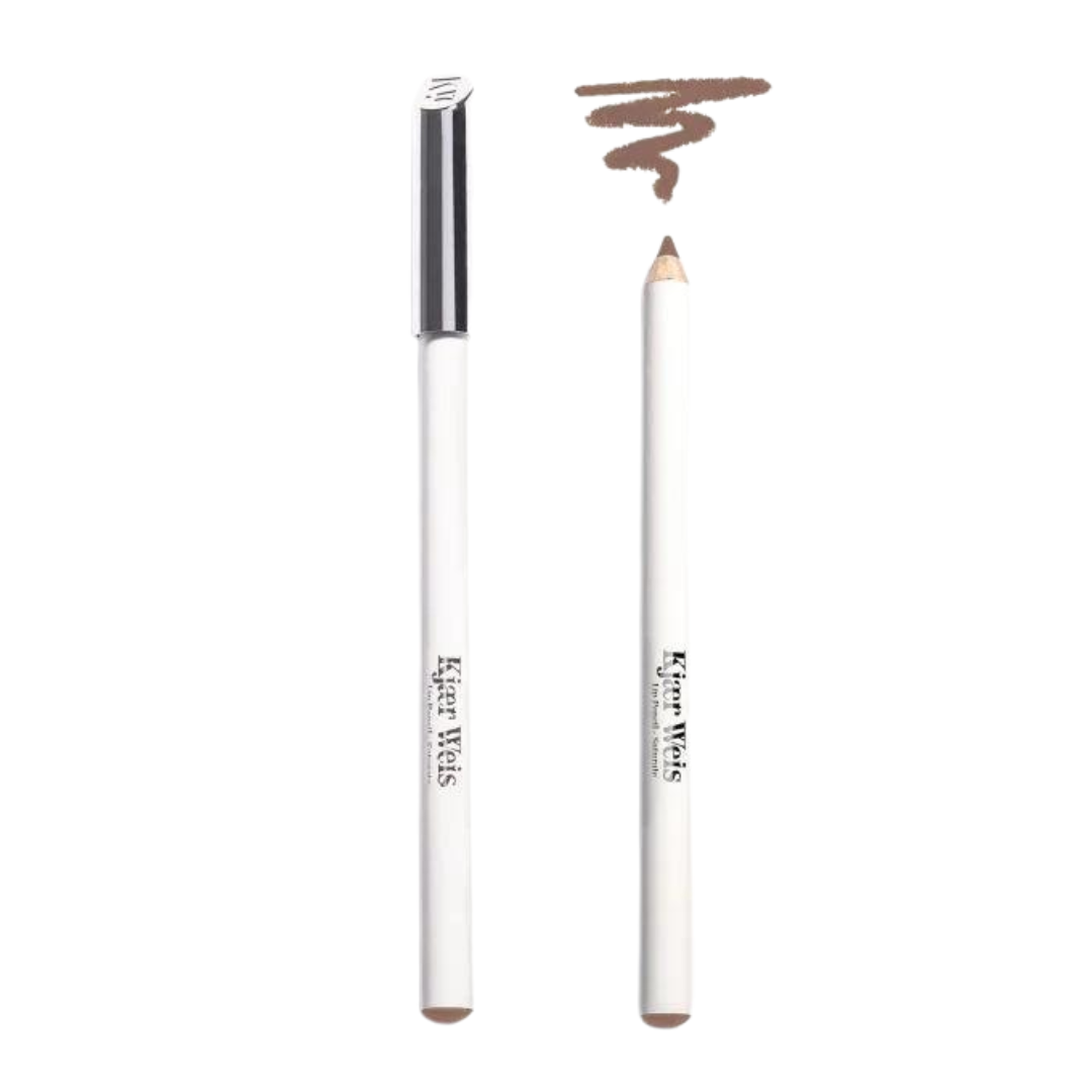 Kjaer Weis Lip Pencil Saturate – white pencil with silver cap, white background – lip liner