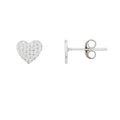 Thailand Silver Heart Stud Earrings – shiny, hammered, white background – jewelry