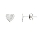 Thailand Silver Heart Stud Earrings – shiny, hammered, white background – jewelry