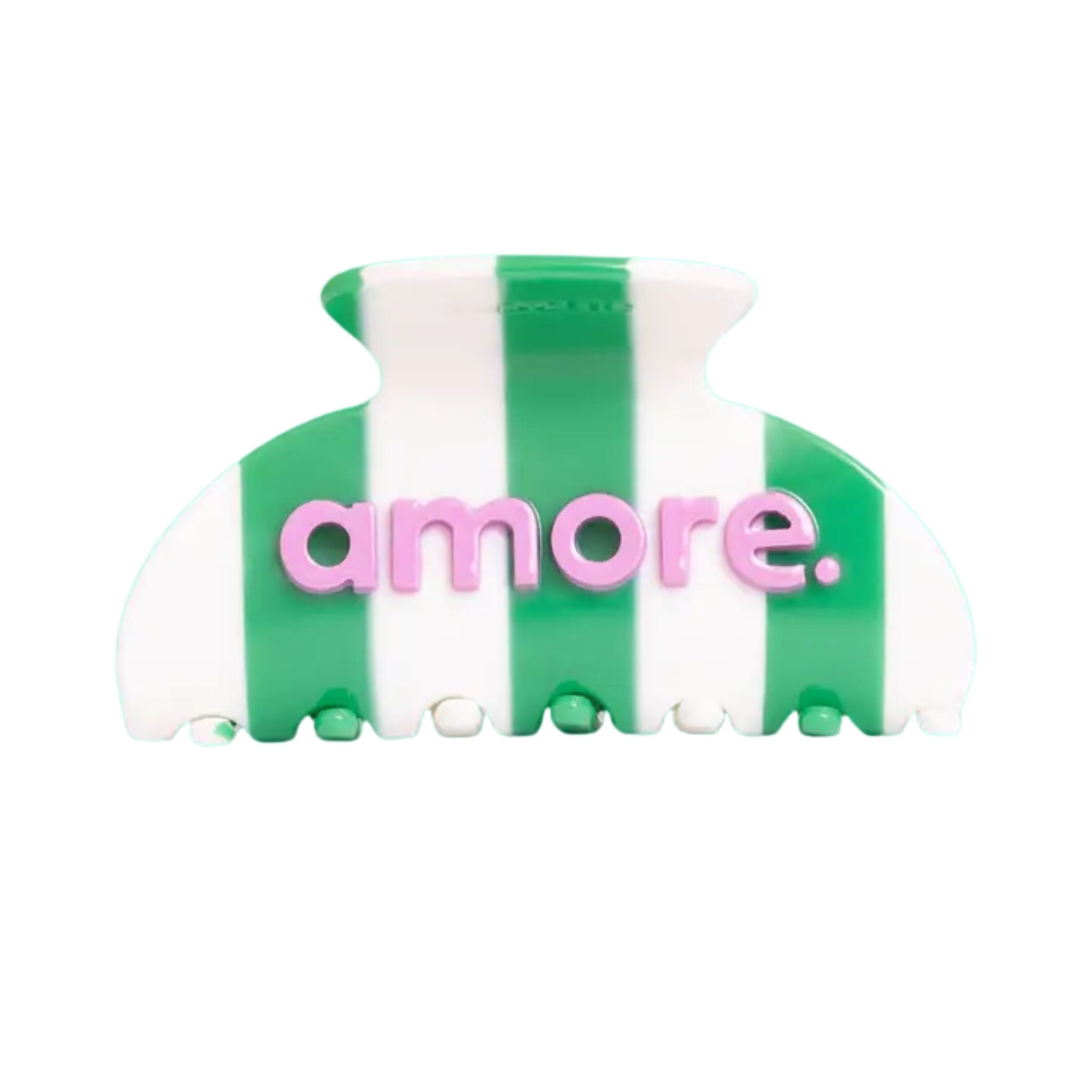 Amore grün-weiß gestreifte Haarklammer auf weißem Hintergrund, Haaraccessoire