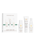 INNERSSENSE Hydrate Travel Trio – weiße Flaschen & Tube 59ml, Sprühkopf & Pumpdeckel, weißer Hintergrund – Haarpflege