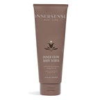 INNERSNSE Inner Glow Body Scrub – brown tube 200ml, brown cap, white background – body care