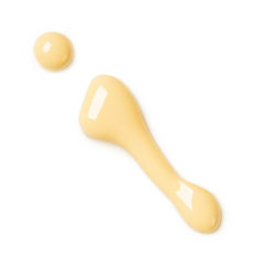 Soothing Day Fluid – creamy texture, pale yellow liquid on white background – skin care