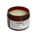 L:A Bruket No. 296 Sea Salt Scrub Bergamot/Patchouli – brown glass jar, white label, white background – body care