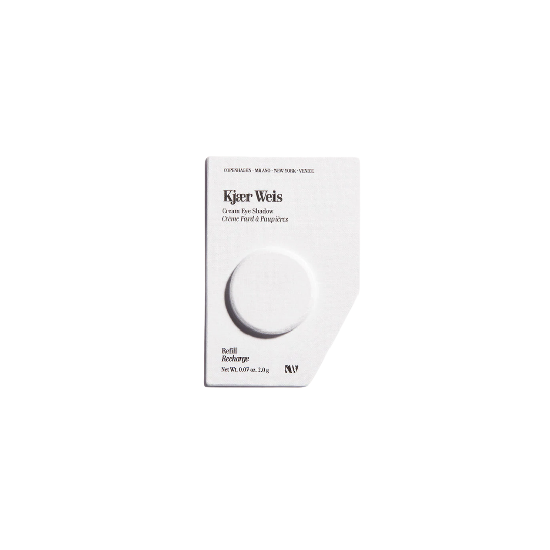 Kjaer Weis Cream Eye Shadow Refill – white rectangle 2.0g, round lid, white background – eye makeup