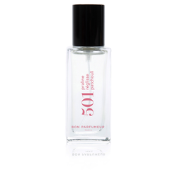 Bon Parfumeur 501 Praline – clear glass bottle with black spray nozzle, white background – perfume