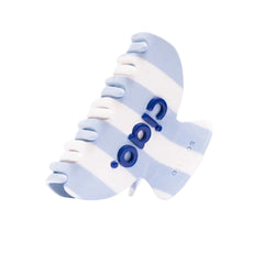 ciao blau-weiß gestreifte Haarklammer vor weißem Hintergrund, Haaraccessoire