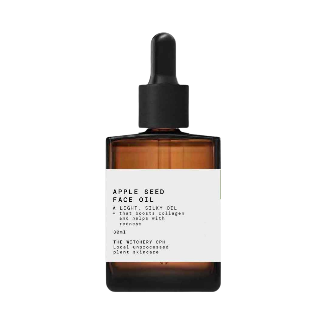The Witchery CPH Apple Seed Face Oil in einer braunen Glasflasche mit Pipette, 30ml, vor weißem Hintergrund, Hautpflege.