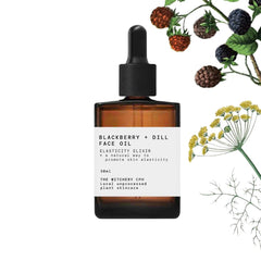The Witchery CPH Blackberry + Dill Face Oil in a brown 30ml glass bottle with dropper for skin care.