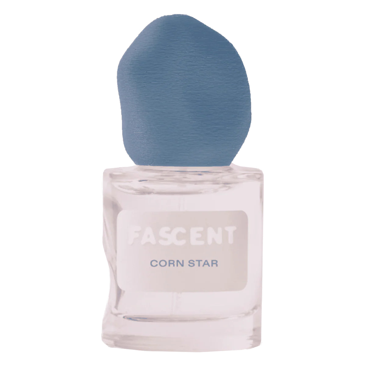 Fascent Corn Star Eau de Parfum – klares Glasfläschchen mit blauem Deckel, weißem Hintergrund – Parfüm