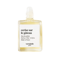 Versatile Paris Cerise Sur Le Gateau 15ml roll-on perfume oil in a clear glass bottle with white cap, fragrance oil.