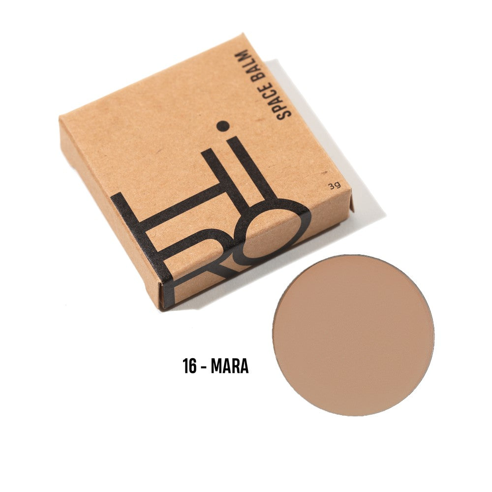 Out of Space Balm #16 Mara Refill – brown cardboard box 3g, beige balm, white background – face care