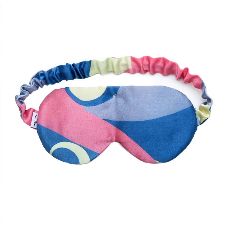 Le Glowy Augenmaske mit blau-rosa-gelbem Muster