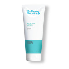 The Organic Pharmacy After Sun Lotion white 200ml tube on white background, skin care