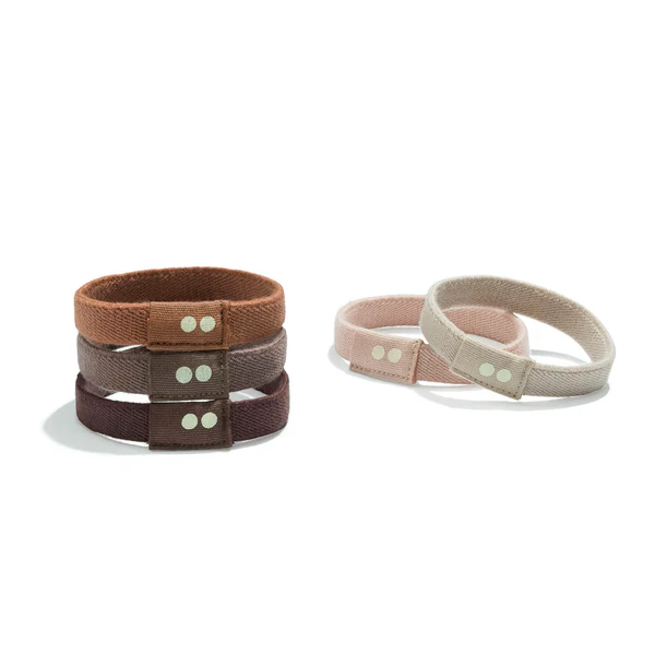 Plastic Free Flat Hair Ties Earth Tints – flat hair ties in earth tones, white background – hair care