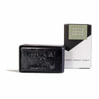 KLAR Heidelberg Activated Charcoal Soap – black bar with cardboard box, white background – skin cleansing