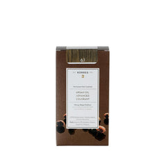 KORRES Argan Oil Hair Color 6.1 – brown cardboard box, white label, white background – hair care