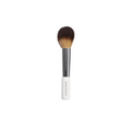 Powder Bronzer Brush – white handle, silver ferrule, brown bristles on white background – makeup
