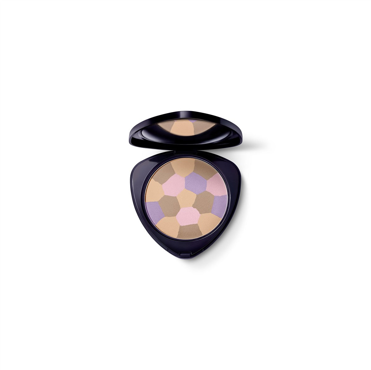 Colour Correcting Powder 01 Activating – black powder compact with hexagonal color pattern, white background – makeup
