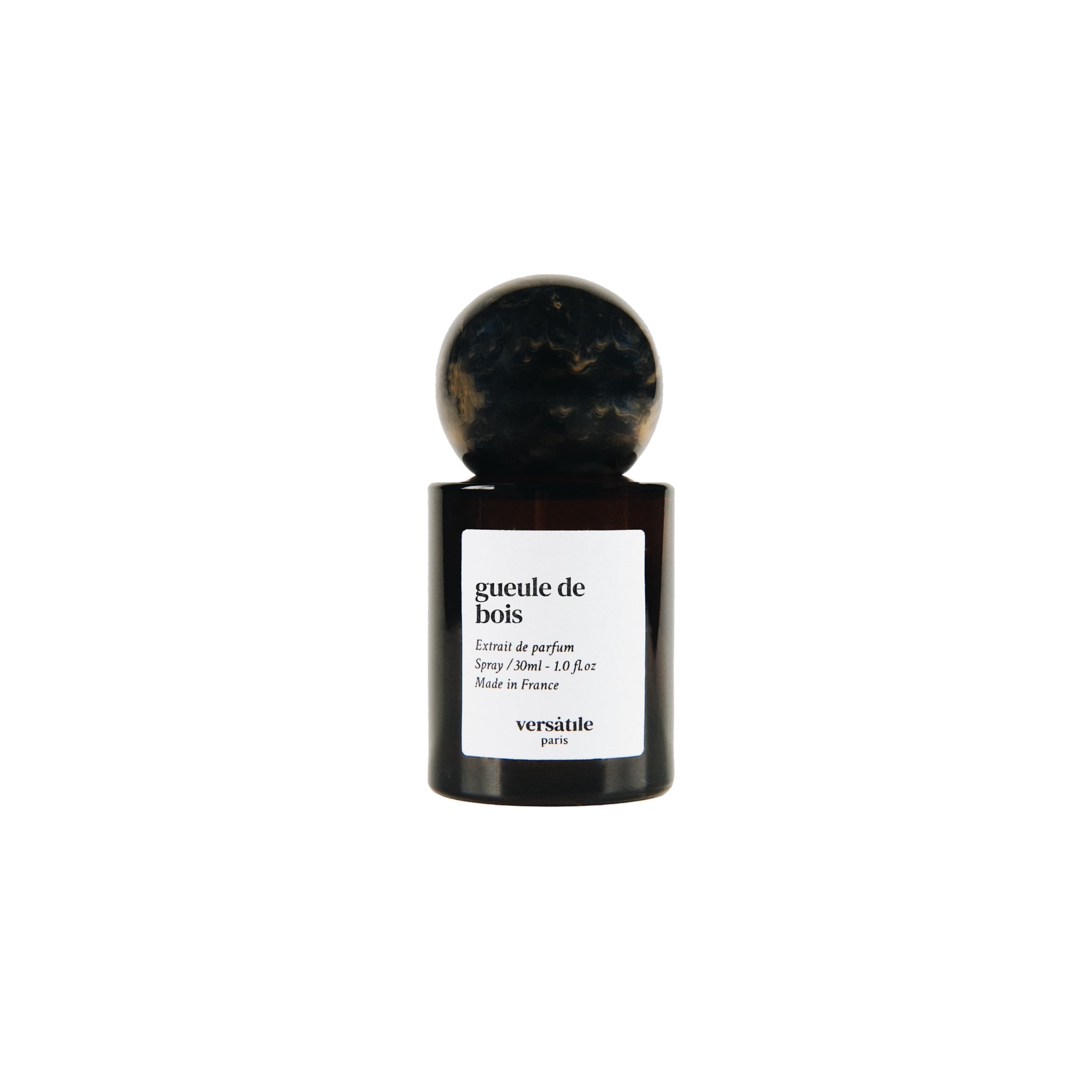 Versatile Paris Gueule de Bois Extrait de Parfum in einer dunklen 30ml Glasflasche mit Kugelverschluss, Parfüm
