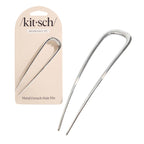 Kitsch Metal French Hair Pin in Silber auf beigefarbener Karte, 1 Stück, Haarstyling