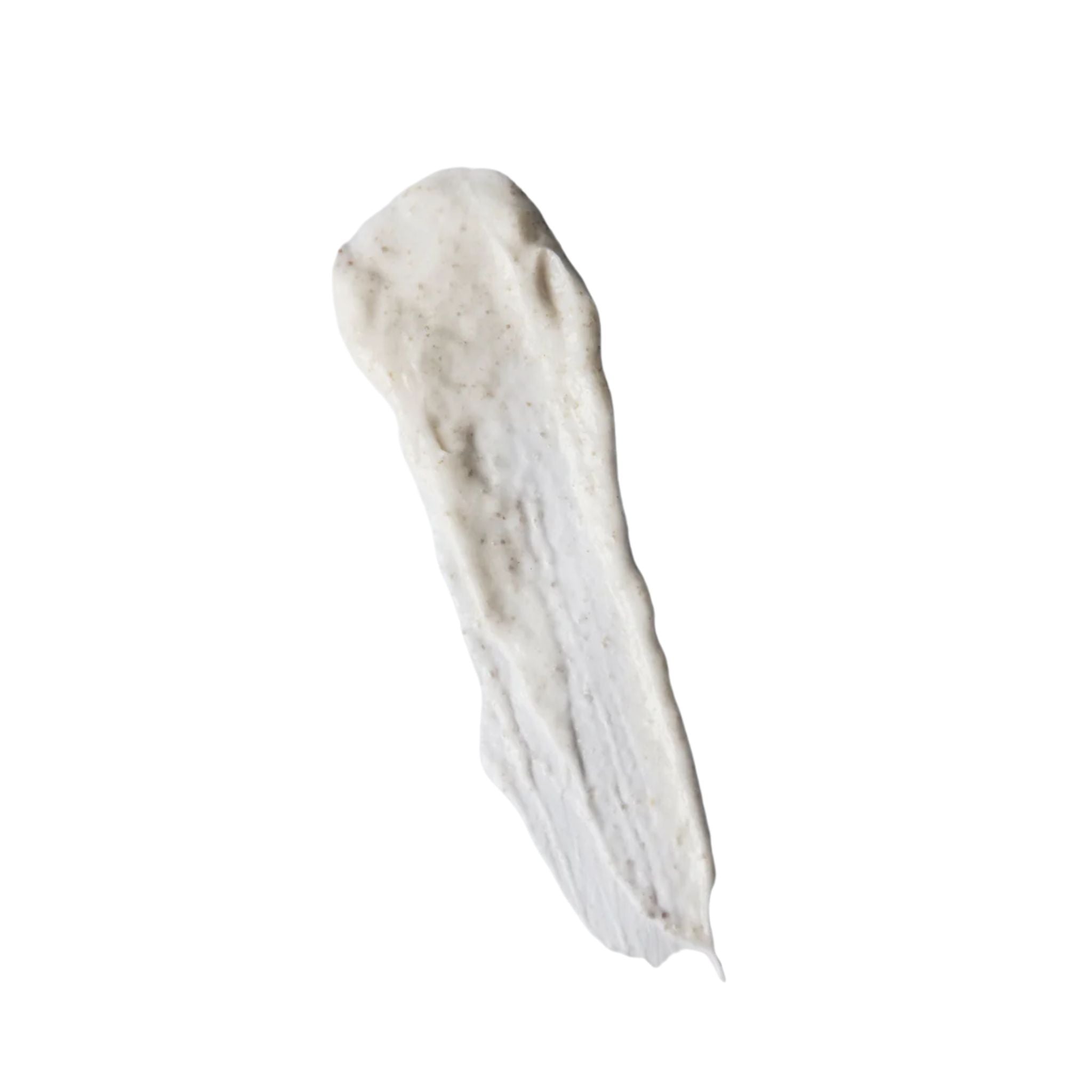 Textur des Creamy Quartz & Enzyme Exfoliators als cremiger weißer Schwung auf weißem Hintergrund, Hautpflege