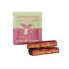 Cosmic Dealer Nut Butter Chocolate Raspberry, Pistachio & Lion's Mane in light green foil packaging, healthy snacks