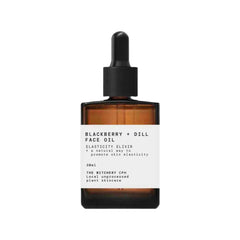 The Witchery CPH Blackberry + Dill Face Oil in a brown glass bottle with dropper on white background, skin care